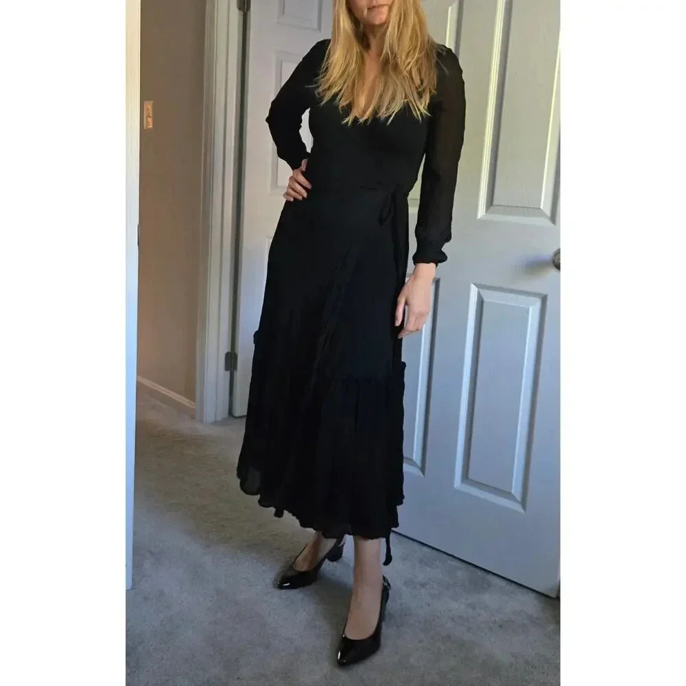 Boden Long Sleeve Wrap Maxi Dress size 8